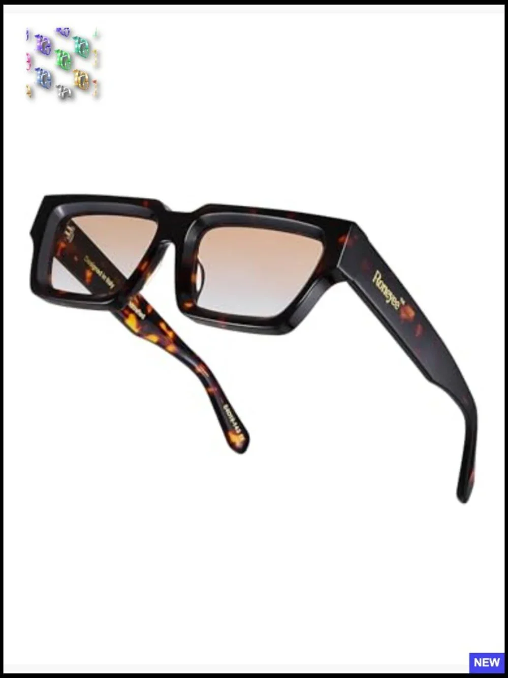 Retro Square Acetate Sunglasses UV Protection Trendy Unisex Stylish Frame